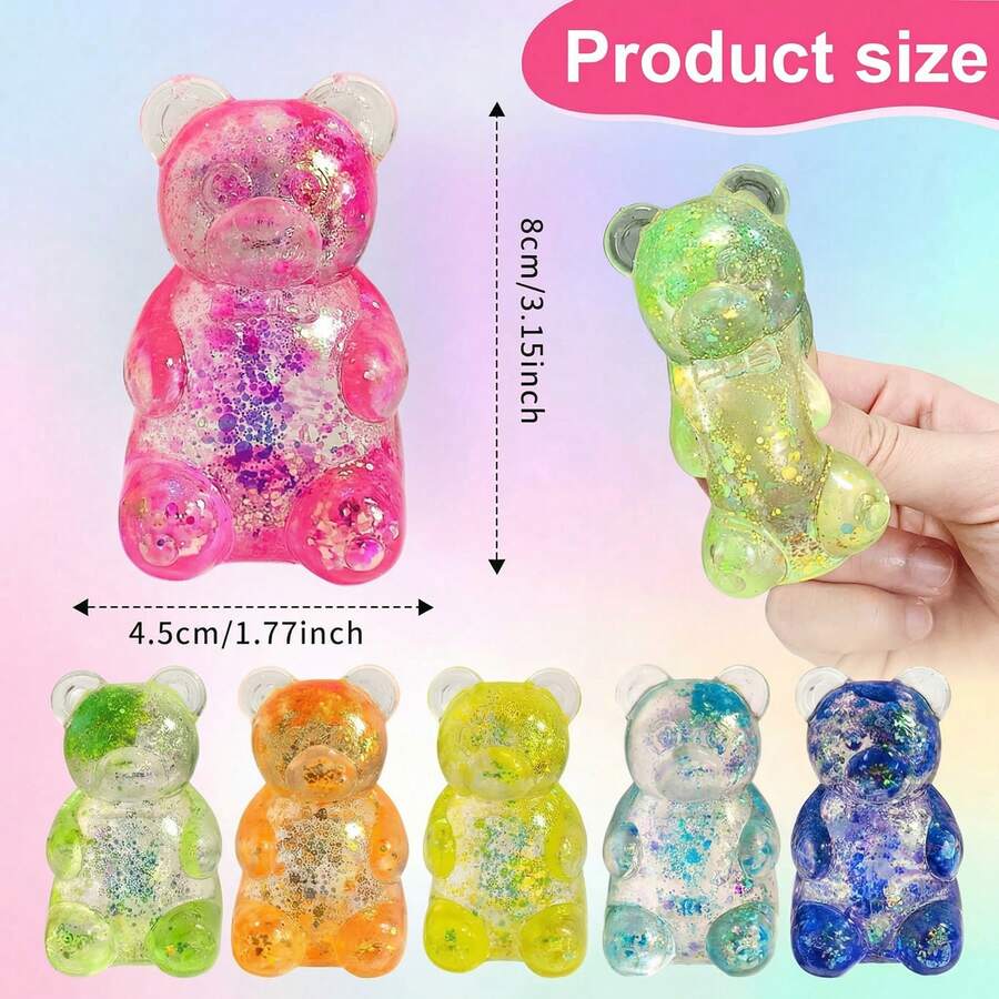 1 pieza Juguete antiestrés de oso de colores con rebote lento: Lindo juguete antiestrés de oso de colores con rebote lento, suave y de rebote lento, adecuado para adolescentes y adultos, excelente para jugar en el escritorio y aliviar la ansiedad. - Multicolor - Ver 1