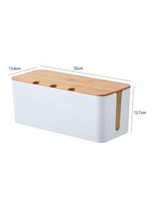 1 Large Cable Management Box - Wood Grain Style Cable Organizer Box With Lid, Charger Storage Box And Cable Winder, Desktop Cable Management, Power And Charging Cable Organizer Box With Lid - Organize Wires, Data Cables And Various Cables - Space-Saving Desktop Outlet Management, Suitable For Kitchen, Living Room, Bedroom, Office And Dining Room, National Day Gift, Halloween Gift, Christmas Gift - Multicolor - View 12