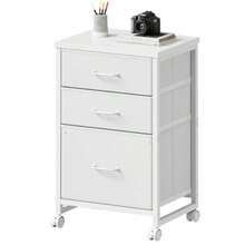 Maihail - Archivador móvil de 3 cajones con ruedas de tela vertical se adapta a tamaño A4 o carta para oficina en casa color - Blanco - Ver 9