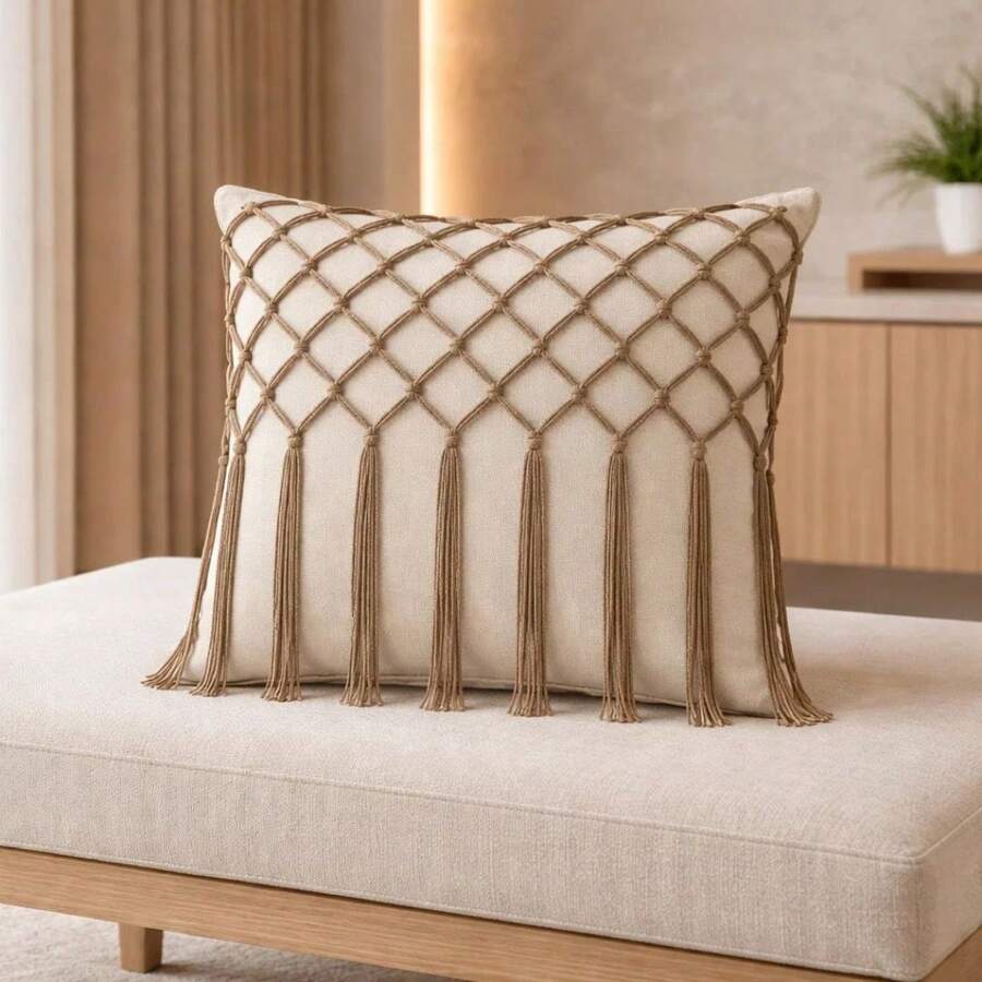 Handmade Braided Cotton Macrame Cushion Cover 45cm X 45cm - Chocopalha62 - View 1