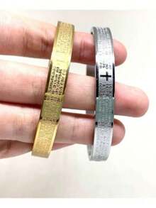 Men's Our Father Bracelet In Gold, Silver And Black, 316L Stainless Steel - Vàng - Xem 5