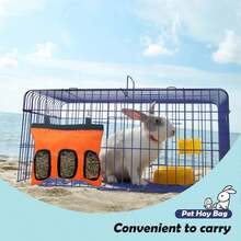 600D Oxford Cloth Rabbit Hay Feeder Bag, Orange Hanging Hay Storage Bag Suitable For Rabbits, Hamsters And Other Small Pets - Coral Orange - View 4