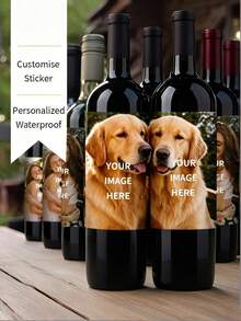 Custom Photo Wine Bottle Labels - Couple/Family Photo Stickers, Waterproof Personalized Stickers, Perfect For Wine Bottles, Champagne Bottles, Weddings, Bridal Showers, Engagement Parties, Holiday Gatherings, Personalized, - Multicolor - View 3