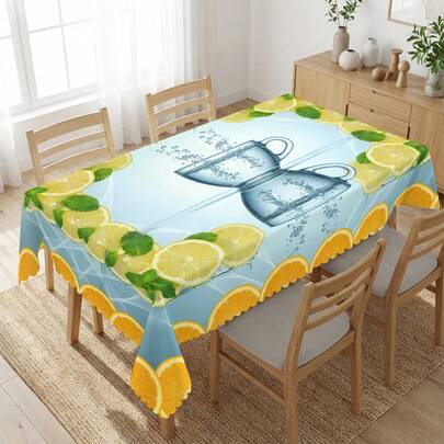1 chiếc khăn trải bàn in hình quả chanh, thích hợp cho các dịp lễ, tiệc tùng, sinh nhật, bữa tối, trang trí bàn nhà hàng, mọi mùa, trang trí nhà cửa.