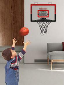 1pc Adjustable Indoor/Outdoor Hanging Basketball Hoop, Portable Backboard Basketball Toy Suitable For Kids Boys Girls 3+ Years Old, Random Color & Design - Multicolor - View 2