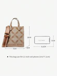 Michael Kors 迷你菱形提花菱格纹图案深灰色优雅十字绣设计斜挎包，奢华耐用实用时尚手提包，配有可调节肩带，宽敞的内部空间可容纳日常必需品 - 棕色 - 查看 10