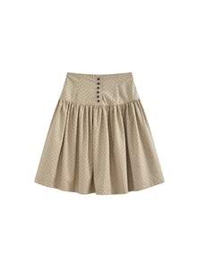 Chân váy chữ A chấm bi phong cách retro Hàn Quốc mùa xuân/hè, thiết kế tôn dáng, chân váy đa năng. - Màu Khaki - Xem 7