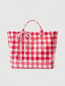 Bolso de hombro transparente de PVC con estampado a cuadros rojos, bolso de mano de gran capacidad de moda de nicho simple y fresco, bolso de mano para estudiantes y trabajadores, bolso de hombro casual versátil y clásico personalizado, adecuado para viajes diarios, compras y talla grande. - Multicolor - Ver 9