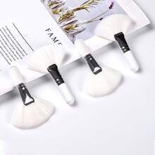 Bộ 2 cọ trang điểm mềm mại hình quạt chất lượng cao - Tay cầm ABS, không mùi, đầu cọ hình bầu dục dùng để rửa mặt, giúp trang điểm chính xác, tiện lợi khi đi du lịch, thiết kế kim loại thời trang, lông cọ dày. - A - Xem 3