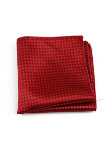 ZLQ&GOU 1pc 4-Color Houndstooth Pattern Men's Formal Handkerchief, 22*22cm Polyester Jacquard Pocket Square, Business & Casual Formal Outfit Accessory - Multicolor - View 8