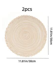 圆桌餐垫套装 2/4/6/8 - 编织耐热防滑厨房餐桌垫 15 英寸，可洗，易于清洁，非常适合晚餐、烧烤、室内和室外使用（奶油色） - 米色 - 查看 16