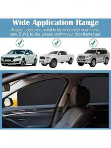 4pcs Magnetic Sunshade Set, Summer UV Protection Car Side Window Front And Rear Window Mesh Sunshade Cover, Car Accessories, Suitable As Gift For Friends, Graduation Gift, Back To School Gift, Christmas Decoration, Valentine's Day Gift, Gift For Parents, Halloween, Thanksgiving, Personalized Gift, Birthday Gift, New Year Gift - Black Vinyl Version - View 5