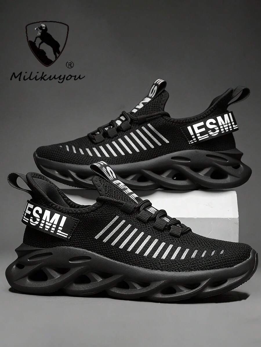 2025 Nuevos tenis ultraligeros y transpirables para parejas, calzado casual para exteriores, zapatos para correr, zapatos cómodos para senderismo, suela compuesta de MD + espiga, antideslizante, suave y cómodo, diseño asimétrico con patrón aleatorio, perfectos para un look deportivo con jeans