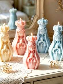شمعة معطرة على شكل فتاة مصلية مصنوعة يدويًا، لديكور المنزل، هدية عيد ميلاد، ديكور شمعة الصلاة الدينية - شمعة الفتاة المصليّة - مشاهدة 4