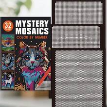 32入 MYSTERY MOSAICS 數字填色繪本－趣味像素藝術著色書，療癒可愛生物，放鬆舒壓創意休閒活動，完美早教禮物，適合生日／節日送禮 - 黑色 - 查看 7