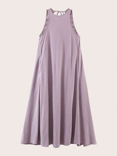 Solid Color Backless Dress, Summer