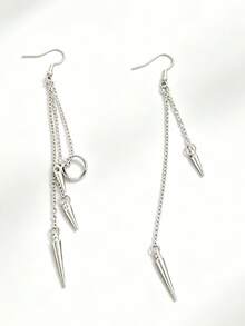 1 Par De Pendientes De Flecos De Remaches Largos Y Cortos De Estilo Gótico Vintage Adecuados Para Uso Diario De Mujeres - Negro - Ver 8