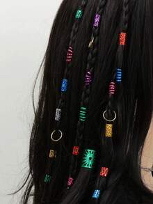 Conjunto de 85 presilhas de cabelo cilíndricas ocas em cores sortidas, estilo boêmio, acessórios para cabelo femininos, para uso diário, festas, férias, presentes para amigas, presilhas de garra, grampos de cabelo, aniversários. - Multicolorido - Ver 1