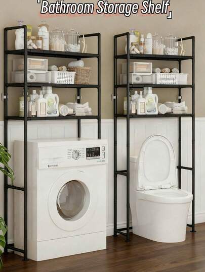 1pc 2-3 Tier Bathroom Shelf, Toilet Washing Machine Multi-Layer Bathroom Storage Rack, Space-Saving And Sturdy Floor-Standing Shelf, Thickened Plastic Shelf With Strong Load-Bearing Capacity, 16mm Thickened Spliced Metal Tube Is Durable, Suitable For Storing Bathroom Supplies And Toiletries, Multi-Scene Use, Easy To Install And Durable Household Storage Artifact, Making Small Apartments Tidy And Expanded Super Practical Bathroom Organiser