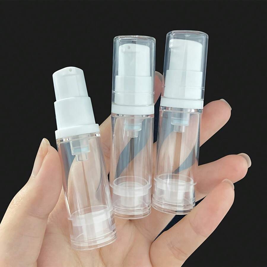 5 chai bơm không khí trong suốt dùng đựng kem nền và sữa dưỡng thể, có thể tái sử dụng và chống rò rỉ, tiện lợi khi đi du lịch.