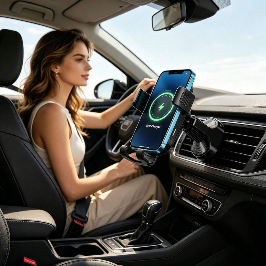 Minimalist Adjustable Magnetic Wireless Car Charger