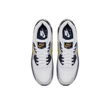 Nike Air Max 90 bequeme und strapazierfähige Laufschuhe mit Obermaterial aus Stoff und Synthetikleder, Unisex, Weiß, Blau und Gelb - AJ1285-101 - Übersicht 5