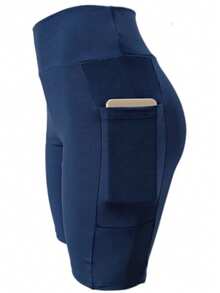 Cycling Shorts For The Gym With Pockets. - Plain Blue - View 1