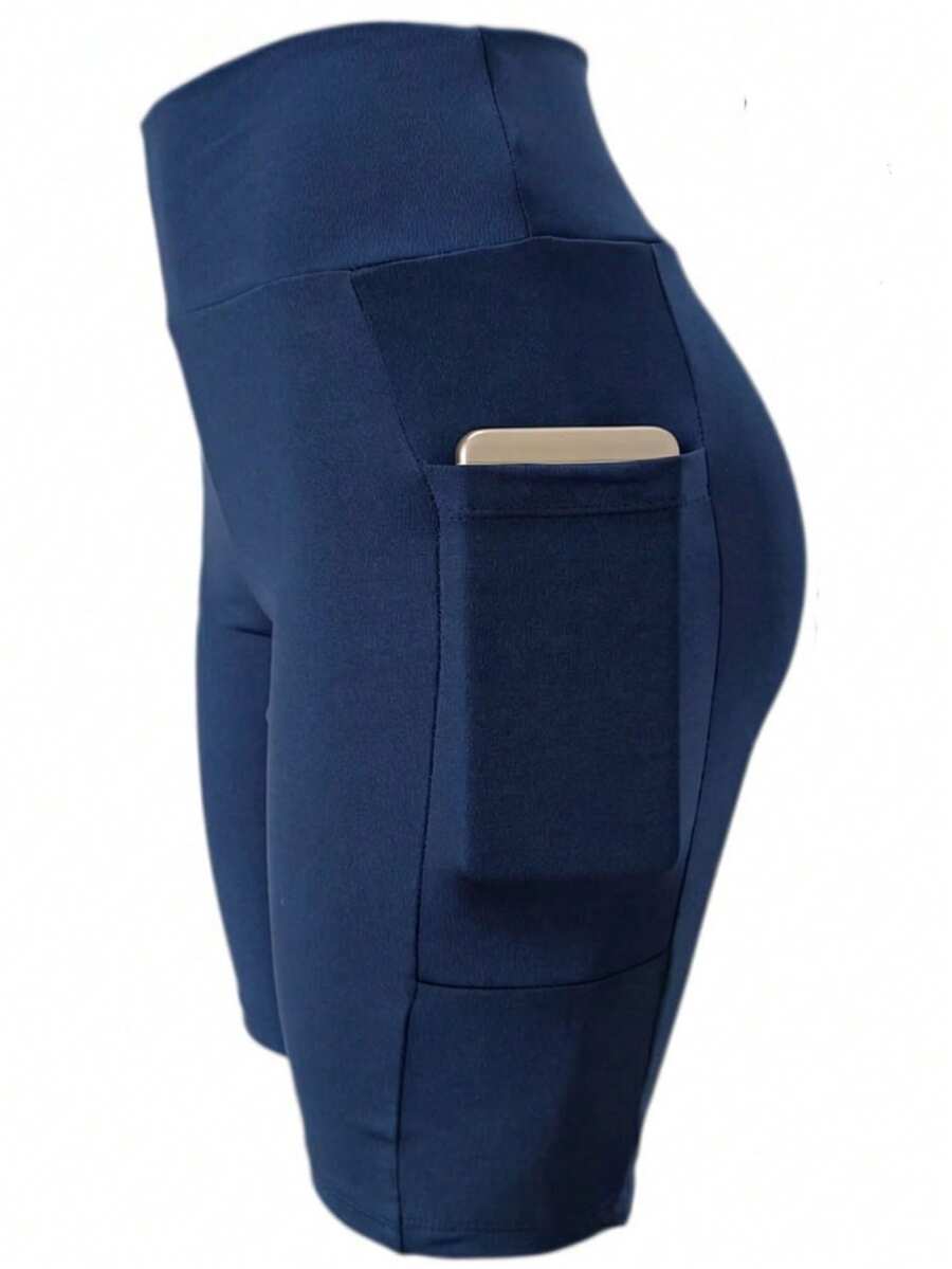 Cycling Shorts For The Gym With Pockets. - Plain Blue - View 1