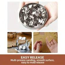 30pcs Geometric Cookie Cutter Set,, Non-Stick, Easy To Clean, DIY Biscuit, Cookie, Cake Decorating Tools, Birthday Themed Baking Accessories Pancake Mold Tortillera Baking Supplies - Silver - View 6