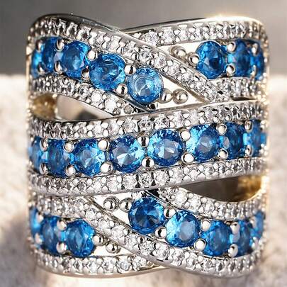 1 chiếc nhẫn đá Cubic Zirconia sang trọng, phù hợp cho nữ, lý tưởng cho đám cưới, lễ đính hôn, tiệc kỷ niệm, quà tặng ngày Valentine.