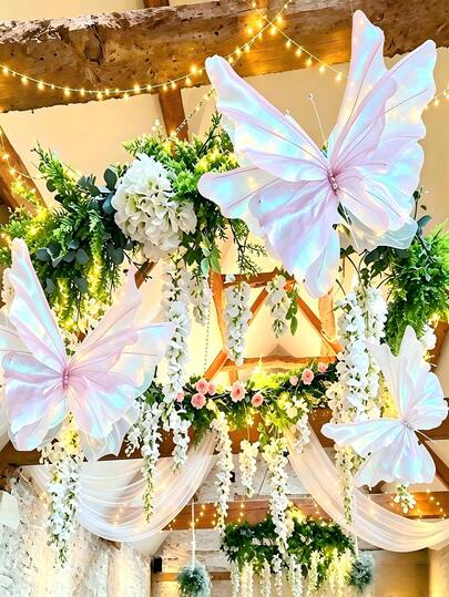 1 con bướm nhân tạo bằng lụa, thích hợp trang trí đám cưới, cánh có thể điều chỉnh độ cong, tự làm đồ trang trí sân vườn, chủ đề tiệc sinh nhật, trang trí nhà cửa, trang trí vòng hoa, cắm hoa cỡ lớn, vật trang trí bàn, quà tặng Ngày của Mẹ.