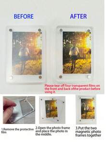 1个/2个装新款磁性照片夹，适用于汽车遮阳板，通用亚克力冰箱磁铁透明磁性相框，汽车遮阳板相框夹，个性化DIY汽车装饰相框，情侣礼物，宠物家庭纪念相框夹，节日礼物，多种尺寸可选 - 長方形 - 查看 7