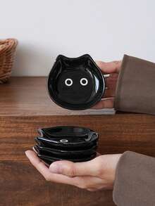 1pc/4pcs Ceramic Cat Shaped Dipping Dish, Suitable For Nuts, Chocolates And Candies; Siamese Cat And Black Cat Dipping Dishes, Cute And Elegant. Great For Restaurant And Kitchen Tableware, Party And Gathering Snack Plates, Also Can Be Used As Gifts Or Holiday Decorations - Multicolor - View 12