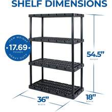 4 Shelf Unit, Heavy-Duty Shelving Storage Rack For Home And Garage, Black - Multipurpose Standing Plastic Organizer Shelves For Organization - 4 Shelf - View 3