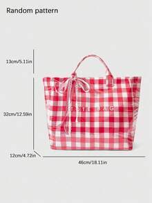 Bolso de hombro transparente de PVC con estampado a cuadros rojos, bolso de mano de gran capacidad de moda de nicho simple y fresco, bolso de mano para estudiantes y trabajadores, bolso de hombro casual versátil y clásico personalizado, adecuado para viajes diarios, compras y talla grande. - Multicolor - Ver 5