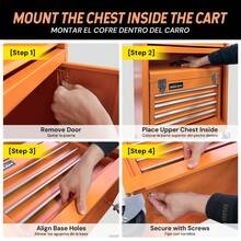Professional Grade Heavy Duty Steel 2-In-1 Detachable Tool Chest, Large Capacity 5 Drawers Rolling Tool Storage With Smooth Glide Drawers, Easy-Grip Lid Lock & 360° Swivel Wheels, User-Friendly Organizer For Home, Garage & Workshop, Orange - Orange 5Tier Detachable Rolling Tool Chest - View 7