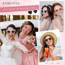 1 chiếc kính thời trang hình trái tim màu trắng dành cho cô dâu, quà tặng đơn lẻ, kính hình trái tim đính ngọc trai kiểu cổ điển, thích hợp cho tiệc độc thân, trang trí tiệc, trang trí cô dâu. - Kính ngọc trai trắng - Xem 6