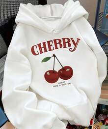 Women's Kangaroo Hoodie Sweatshirt For Cold Winter, Premium Quality, 100% Cotton, Modern Style: Cherry - New Special Promotional Item From The Store - trắng - Xem 1