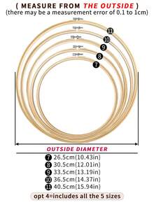 5pcs Apricot Round Bamboo DIY Cross Stitch Hoops, Embroidery Frames, Dreamcatcher Wind Chime Hanging Rings, Handmade Decor For Halloween, Christmas, Home, Phone, Bag, Clothing, Hair Accessories, Desk, Bedside, Car - A - View 12