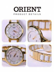 Đồng hồ Orient nữ mặt trắng đính kim cương, kiểu dáng thanh lịch cổ điển, dây đeo bằng thép không gỉ mạ vàng và gốm, phù hợp đeo hàng ngày, chống nước 30M, máy quartz FQC0J004W0 - Trắng ngọc trai - Xem 5