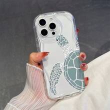 1 chiếc ốp lưng điện thoại tối giản bằng chất liệu TPU, họa tiết nửa con rùa biển, trong suốt, màu kem, chống rơi vỡ, tương thích với iPhone, Honor. - Trong sáng - Xem 3