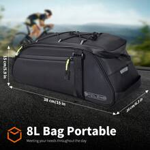 26 Reflective Cargo Bags, Reflective Rear Bike Pannier Bags, Bicycle Saddle, 8L Bike Rear Rack Storage Bag With Shoulder Strap, Suitable For Commuting And Travel, 2 Styles Available - Black - View 10