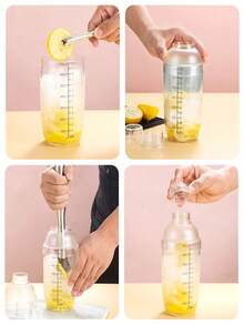 1pc/3pcs Plastic Cocktail Shaker And Stainless Steel Stirrer, Cocktail Shaker, Graduated Hand-Shaken Bubble Tea Shaker, Transparent Bar Tools, Stainless Steel Cocktail Stirrer, Bartender Accessories, Lemon Crusher, Suitable For Home Kitchen Bar Tools, Bartender Utensils Ice Crusher, Multi-Functional Corrosion-Resistant Rust-Proof Ice Crusher - View 10