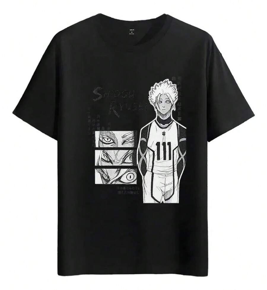 Tshirt Muscle Freaks Ryusei Shidou Manga Anime Style - 黑色 - 查看 1