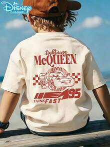 [Disney Licensing]A Short-Sleeved T-Shirt Suitable For Boys. The Front Features The Design Of Lightning McQueen From "Cars". It Is Perfect For Use As A Gift For Any Occasion. - 杏色 - 查看 3
