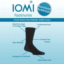 IOMI - 3 Pack Diabetic Walking Socks For Mens Non Elastic Extra Wide Seamless Hiking Socks - Black - View 5
