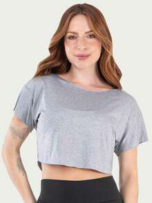 Kit 2 Cropped Feminino Fitness Academia - 淺灰色 - 查看 6