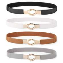 1pc Women's Adjustable Size Buckle Slouchy Belt, Elastic Stretchy Metal Buckle Skinny Waist Belt, Y2k, Riem, Suitable For Jeans, Casual Pants, Jackets, Skirts, Coats, Belts For Women, Metal Buckle Invisible Elastic Waist Belt, Bohemian PU Leather Multi-Style Belt, For Summer Daily Wear, Work, Casual, Formal Occasions - Multicolor - View 10