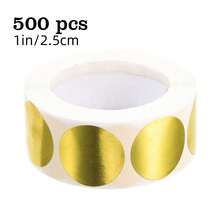 300/500张哑光金色空白涂鸦贴纸，1/2英寸圆形/心形，办公用品，礼品包装，圣诞节，新年派对DIY装饰，适用于证书、信封、标签、空白压花印章贴纸、剪贴簿用品 - 空白啞金 - 查看 13