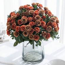 1朵人造玫瑰花，路邊玫瑰，適用於家居、派對、婚禮裝飾、DIY、新娘花束、戶外花園裝飾、情人節裝飾、禮物 - 橘色 - 查看 5